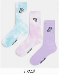 Набор из 3 пар высоких носков разных цветов с принтом My Little Pony Asos design