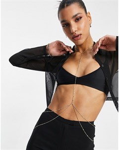 Золотистая тонкая цепочка для тела с шариками Asos design