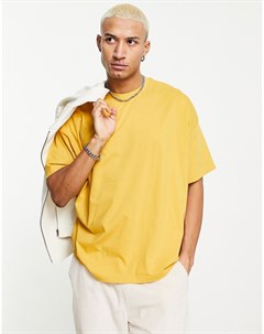 Oversized футболка горчичного цвета с круглым вырезом Asos design