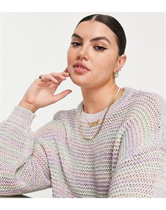 Oversized джемпер из разноцветной пряжи с круглым вырезом Curve Asos design