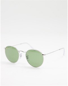 Солнцезащитные очки в круглой золотистой оправе с зелеными тонированными линзами Ray-ban®