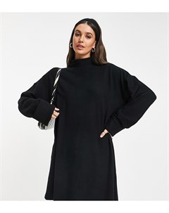 Черное платье джемпер мини с высоким воротником из мягкого материала ASOS DESIGN Tall Asos tall