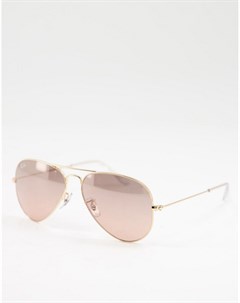 Золотистые солнцезащитные очки авиаторы с коричневыми линзами Ray-ban®