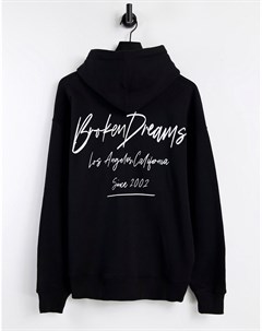 Черное худи с графическим принтом Broken Dreams Topman