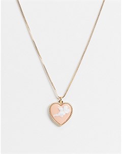 Золотистое ожерелье с подвеской в виде сердечка с купидоном Asos design