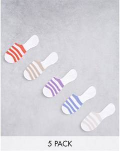 Набор из 5 пар невидимых носков в полоску Asos design