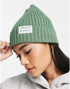 Зеленая шапка бини с надписью X Lisa Schniffer Na-kd