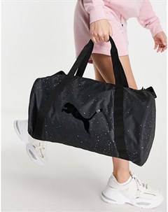 Черная спортивная сумка цилиндрической формы с блестками Training Essential Puma