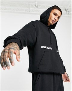 Черный oversized худи с принтом логотипа спереди от комплекта ASOS Unrvlld Spply Asos design