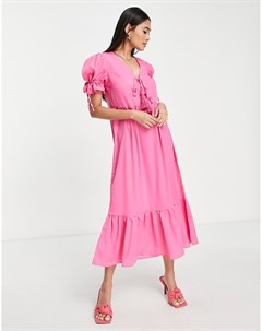 Розовое платье миди с запахом Truly Never fully dressed