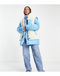 Кремово голубая дутая куртка со съемным жилетом из искусственного меха ASOS DESIGN Tall Asos tall