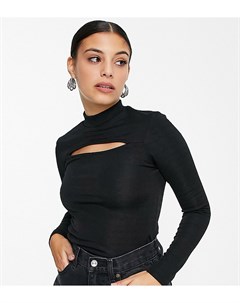 Черный атласный лонгслив с вырезом Topshop petite