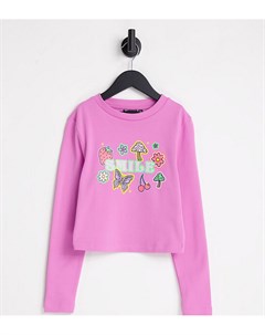 Розовый лонгслив с блестящим принтом Smile Petite Asos design