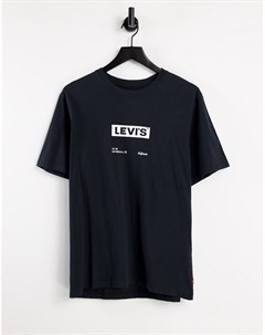 Черная футболка свободного кроя с фирменной надписью в квадрате по центру Levi's®