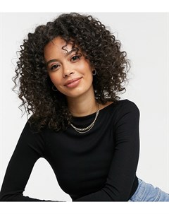 Черный топ с длинными рукавами и широким вырезом горловины ASOS DESIGN Tall Asos tall