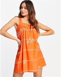 Оранжевое платье мини с принтом Love Never fully dressed