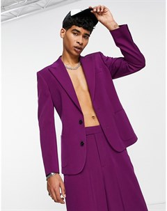 Зауженный пиджак цвета баклажана в стиле 70 х Asos design