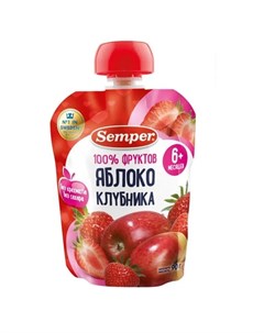 Пюре Яблоко и клубника пауч 90гр Semper