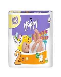 Подгузники Mini 3 6 кг 78 шт Bella baby happy