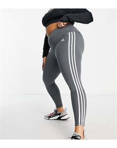 Серые леггинсы длиной 7 8 с 3 полосками adidas Training Plus Essential Adidas performance