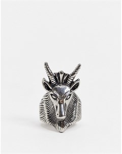 Серебристое кольцо из нержавеющей стали с дизайном в виде козла Asos design