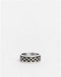 Серебристое кольцо из нержавеющей стали с шахматным узором Asos design