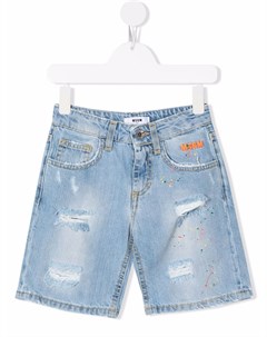 Джинсовые шорты с эффектом потертости Msgm kids