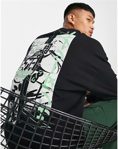 Oversized лонгслив черного цвета с принтом в стиле манги на спине Asos design