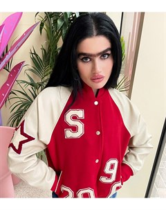 Красная куртка бомбер в стиле oversized с аппликацией x Sophia Hadjipanteli Labelrail