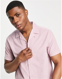 Розовая вельветовая рубашка с короткими рукавами Topman