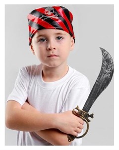 Набор пирата сабля бандана в чёрно красную полоску с черепом р р 50 50 см Страна карнавалия