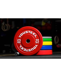 Диски для штанги каучуковые красный 25 кг Yousteel