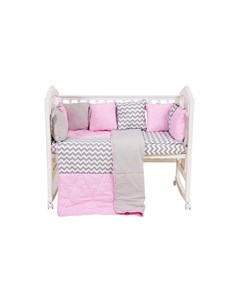 Комплект в кроватку Зигзаг 5 предметов розовый Polini-kids