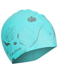 Шапочка для плавания elous el009 силиконовая листики цвет голубой Nobrand