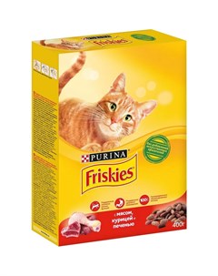 Сухой корм для взрослых кошек с мясом курицей и печенью 400гр Friskies