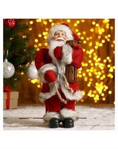 Дед мороз в красной шубке с брёвнышком 29 см Зимнее волшебство