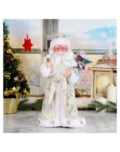 Дед мороз В белой шубке с подарками 38 см двигается с подсветкой Зимнее волшебство