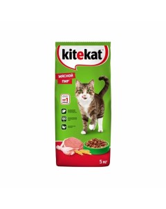 Мясной Пир полнорационный сухой корм для кошек с говядиной 5 кг Kitekat