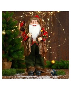 Дед мороз В пушистой жилетке с веточками 45 см Зимнее волшебство