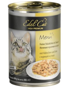 Влажный корм для кошек нежные кусочки в соусе с курицей и уткой 0 4 кг Edel cat