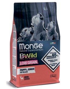 Сухой корм для щенков BWild Low Grain Puppy junior с мясом оленя 2 5 кг Monge