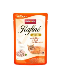 Паучи Rafine Soupe Adult с домашней птицей и говядиной в сырном соусе для взрослых кошек 100 г х 12  Animonda