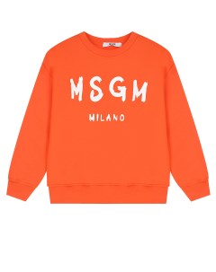 Оранжевый свитшот с белым лого детский Msgm
