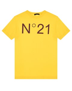 Желтая футболка с бордовым лого детская No21