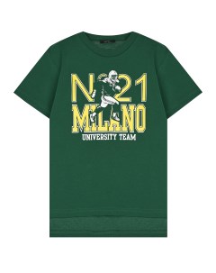 Зеленая футболка с принтом MILANO детская No21