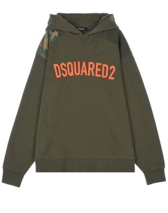 Толстовка худи цвета хаки детская Dsquared2