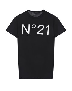 Черная футболка с крупным белым логотипом детская No21