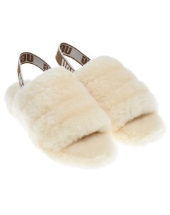 Бежевые меховые тапочки детские Ugg