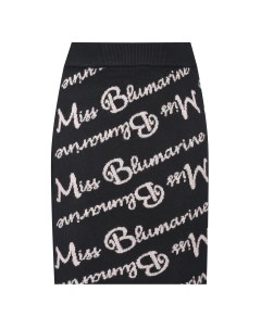 Черная юбка со сплошным розовым лого детская Miss blumarine