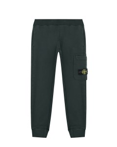 Темно зеленые спортивные брюки детское Stone island